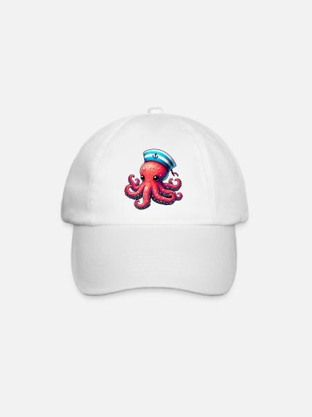 Krake - Baseballkappe - Weiß/Weiß