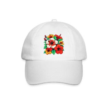 Hibiskusblüten - Baseballkappe - Weiß/Weiß - Vorne