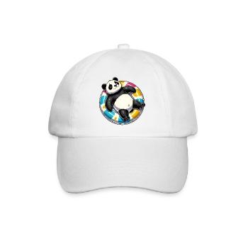 Ein relaxter Panda auf einem Schwimmreifen - Baseballkappe - Weiß/Weiß - Vorne