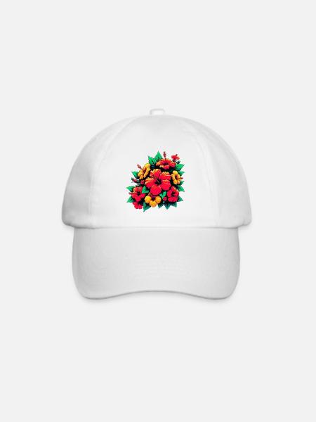 Hibiskusblüten - Baseballkappe - Weiß/Weiß