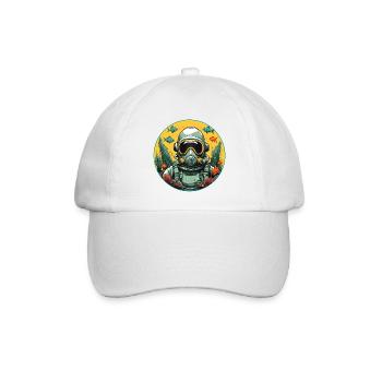 Taucherhelm mit Fischen auf dem Meeresgrund - Baseballkappe - Weiß/Weiß - Vorne