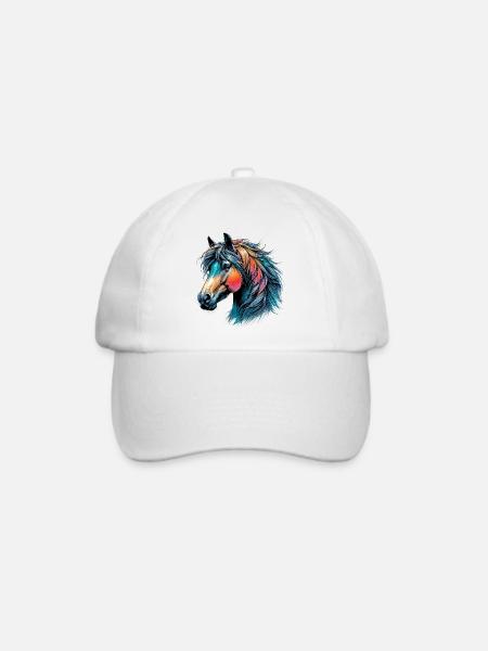 Pferd - Baseballkappe - Weiß/Weiß