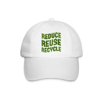 Reduzieren, Wiederverwenden, Recyceln - Baseballkappe - Weiß/Weiß - Vorne