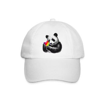 Liebevoller Panda mit Regenbogen-Herz - Baseballkappe - Weiß/Weiß - Vorne
