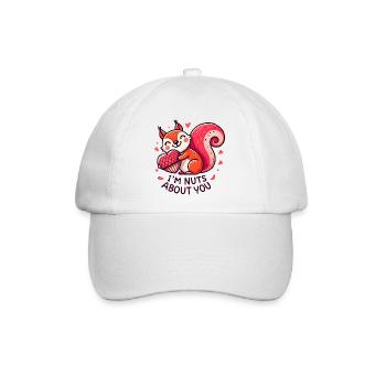 Nussiges Eichhörnchen mit Herzmotiv - Baseballkappe - Weiß/Weiß - Vorne
