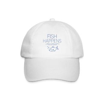 fish happens - Baseballkappe - Weiß/Weiß - Vorne