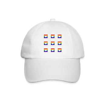 LGBTQ-Regenbogenherz - Baseballkappe - Weiß/Weiß - Vorne