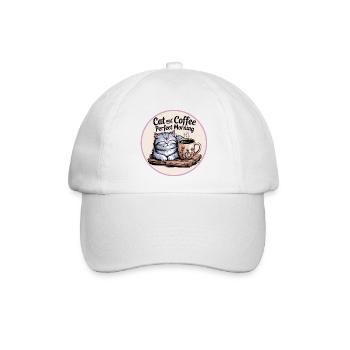 Katze und Kaffee ist alles was ich brauche - Baseballkappe - Weiß/Weiß - Vorne