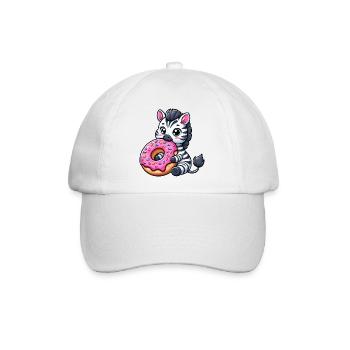 Süßes Zebra Donut Cartoon Leckereien Spaß - Baseballkappe - Weiß/Weiß - Vorne