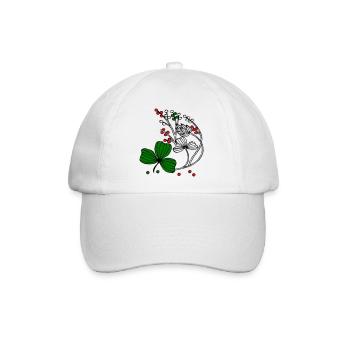 Wildblumen mit roten und grünen Beeren - Baseballkappe - Weiß/Weiß - Vorne