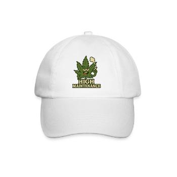 Pflegeintensives Cannabisblatt - Baseballkappe - Weiß/Weiß - Vorne