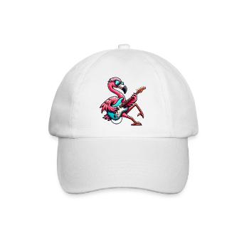Cooler Flamingo Mit E-Gitarre Motiv - Baseballkappe - Weiß/Weiß - Vorne