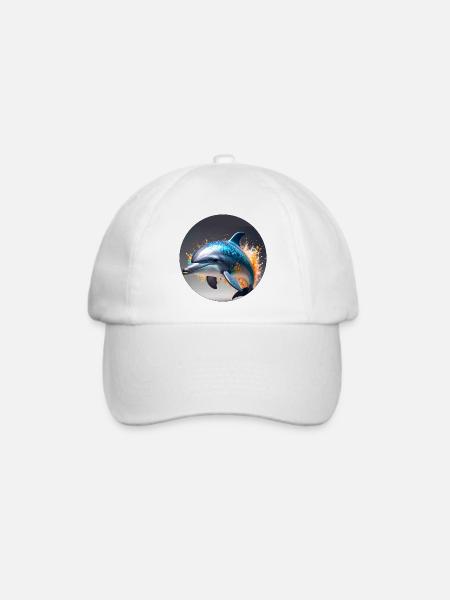 Delfin,bunt,pailletten,glitzer,blau - Baseballkappe - Weiß/Weiß