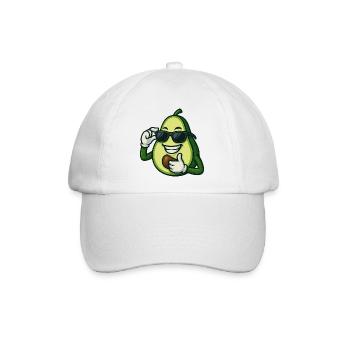 Coole Avocado mit Sonnenbrille Lässige Cartoon - Baseballkappe - Weiß/Weiß - Vorne