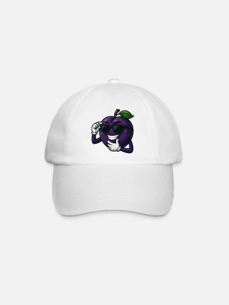 Coole Pflaume mit Sonnenbrille Cartoon Lustig  - Baseballkappe - Weiß/Weiß