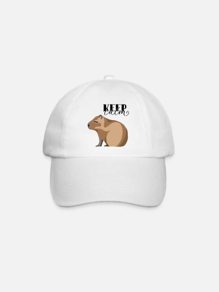 Keep Calm Capybara - Baseballkappe - Weiß/Weiß