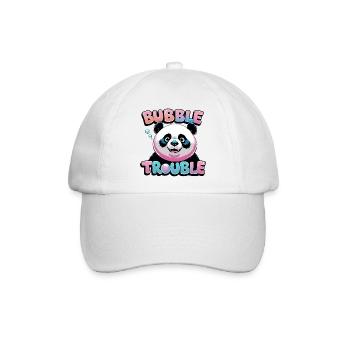 Verspielter Panda Bubbel Glasdruck - Baseballkappe - Weiß/Weiß - Vorne