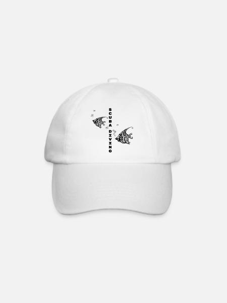 Tauchen – Tribal Fish Design - Baseballkappe - Weiß/Weiß