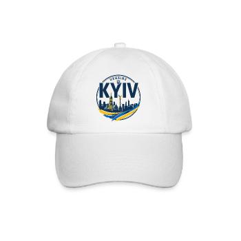 Ukrainisches Kiewer Skyline-Abzeichen - Baseballkappe - Weiß/Weiß - Vorne
