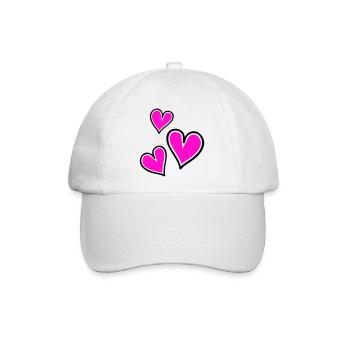 Leuchtende Pink Herz Muster - Baseballkappe - Weiß/Weiß - Vorne