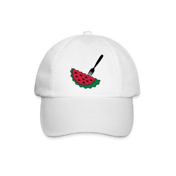 Melone mit Gabel - Baseballkappe - Weiß/Weiß - Vorne