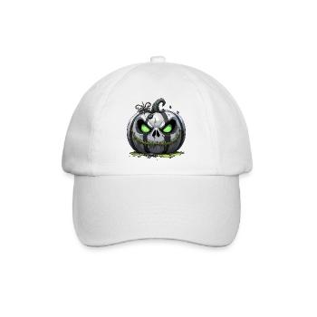 Grimmiger Kürbis Zombie mit grünen Augen - Baseballkappe - Weiß/Weiß - Vorne