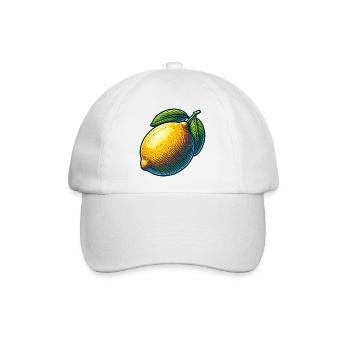 Leuchtende Zitrone und grüne Blätter - Baseballkappe - Weiß/Weiß - Vorne