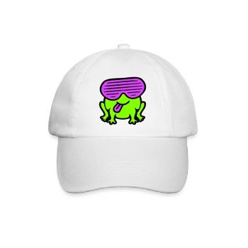 Frosch Party Brille Schlitze Zunge rausstrecken - Baseballkappe - Weiß/Weiß - Vorne