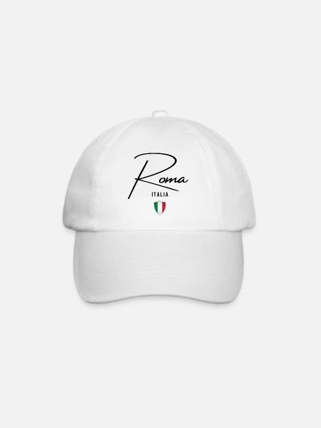 Elegantes Design Rom, ich liebe Rom - Baseballkappe - Weiß/Weiß