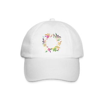 Fantasievoller Blätterrahmen – Zart schimmernd - Baseballkappe - Weiß/Weiß - Vorne