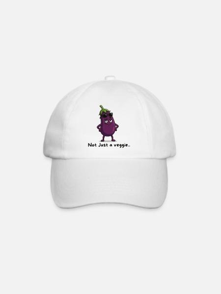 Freche Aubergine mit Sonnenbrille veggie Karikatur - Baseballkappe - Weiß/Weiß