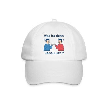 Was ist denn Jens Lutz? - Baseballkappe - Weiß/Weiß - Vorne