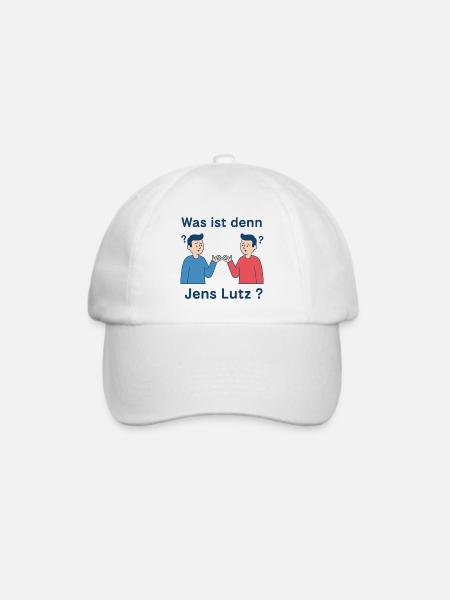 Was ist denn Jens Lutz? - Baseballkappe - Weiß/Weiß