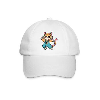 Regenbogenkatze Frieden und Liebe - Baseballkappe - Weiß/Weiß - Vorne