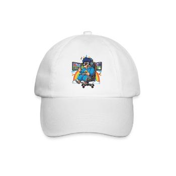 Cooler Streamer, der Spiele spielt - Baseballkappe - Weiß/Weiß - Vorne