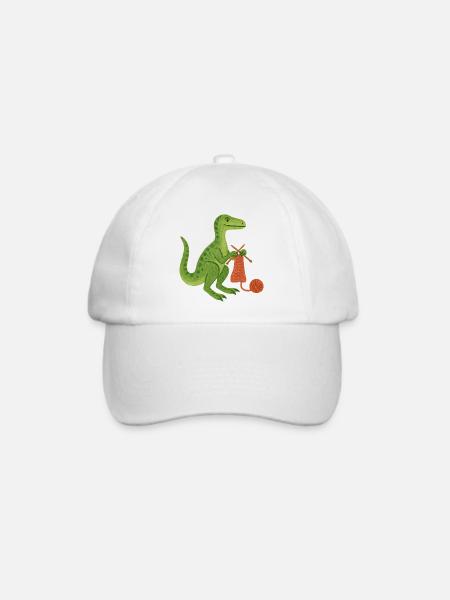 Dino Strick Gemütliches Handwerk - Baseballkappe - Weiß/Weiß