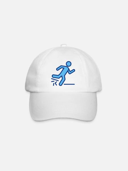 Dynamische blaue Läufer-Silhouette - Baseballkappe - Weiß/Weiß