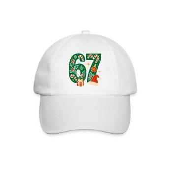 Weihnachten 6-7 Spaß 67 Zahl 6 7 Xmas Sechs Sieben - Baseballkappe - Weiß/Weiß - Vorne