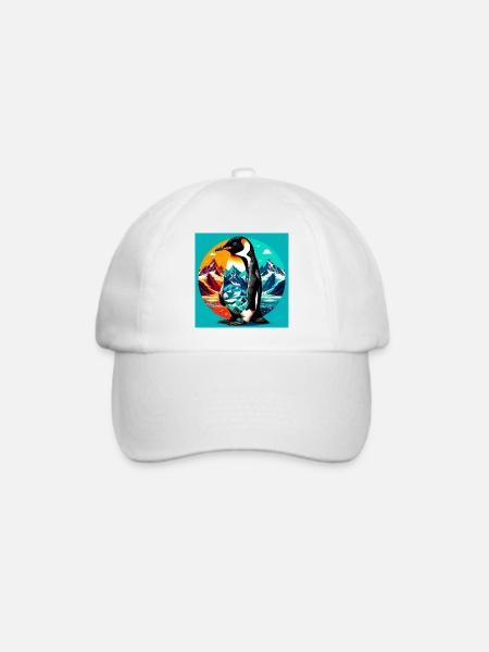 Pinguin - Baseballkappe - Weiß/Weiß