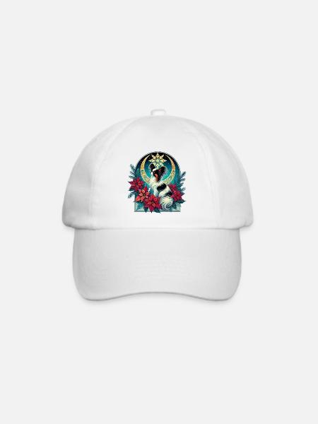 Himmlisches Papillon unter den Weihnachtssternen - Baseballkappe - Weiß/Weiß
