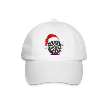 Darts Dartscheibe mit Weihnachtsmütze Comic - Baseballkappe - Weiß/Weiß - Vorne