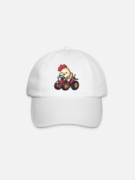 Huhn Traktor Farmer - Baseballkappe - Weiß/Weiß