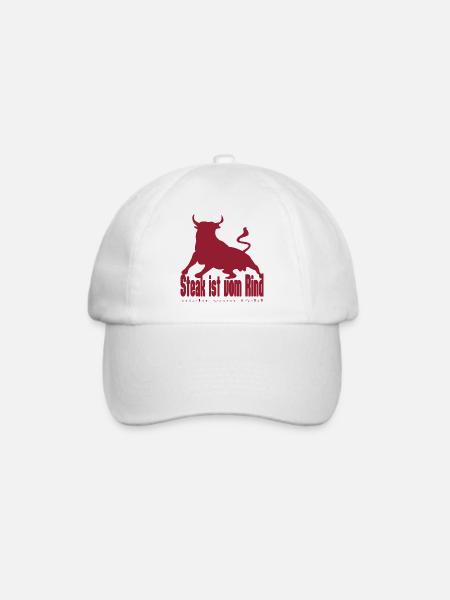 Steak ist vom Rind - King Bull Silhouette - Baseballkappe - Weiß/Weiß