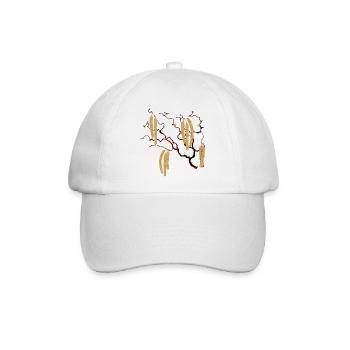 Korkenzieher-Haselzweig mit goldenen Haselkätzchen - Baseballkappe - Weiß/Weiß - Vorne