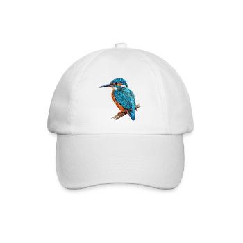 Bestickter Eisvogel stilvoll naturbedruckt (bedruckt) - Baseballkappe - Weiß/Weiß - Vorne
