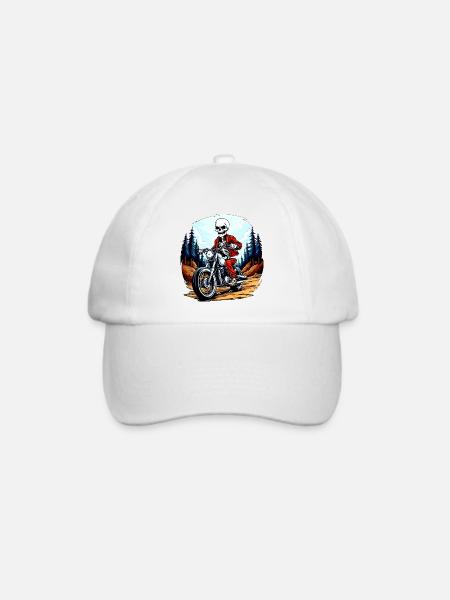 Skelett Motorradfahrer - Baseballkappe - Weiß/Weiß