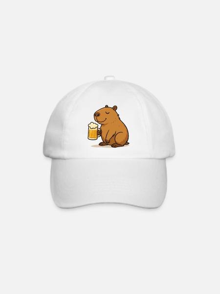 Capybara Bier - Baseballkappe - Weiß/Weiß