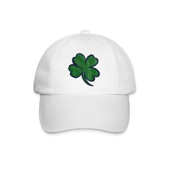 Aquarell-Kleeblatt-Druck - Baseballkappe - Weiß/Weiß - Vorne