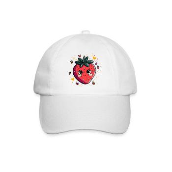Kawaii Erdbeere - Baseballkappe - Weiß/Weiß - Vorne