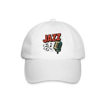 Jazz – Saxophon – Musik - Baseballkappe - Weiß/Weiß - Vorne
